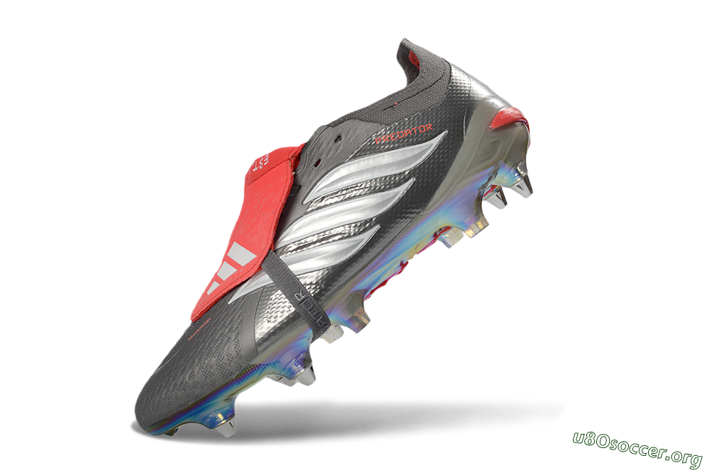 Adidas Predator 26 Elite Fold-Over Tongue SG Football Boots - Gray/Electric Red/Metallic Silver 5