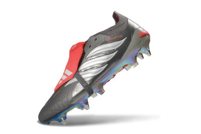 Adidas Predator 26 Elite Fold-Over Tongue SG Football Boots - Gray/Electric Red/Metallic Silver