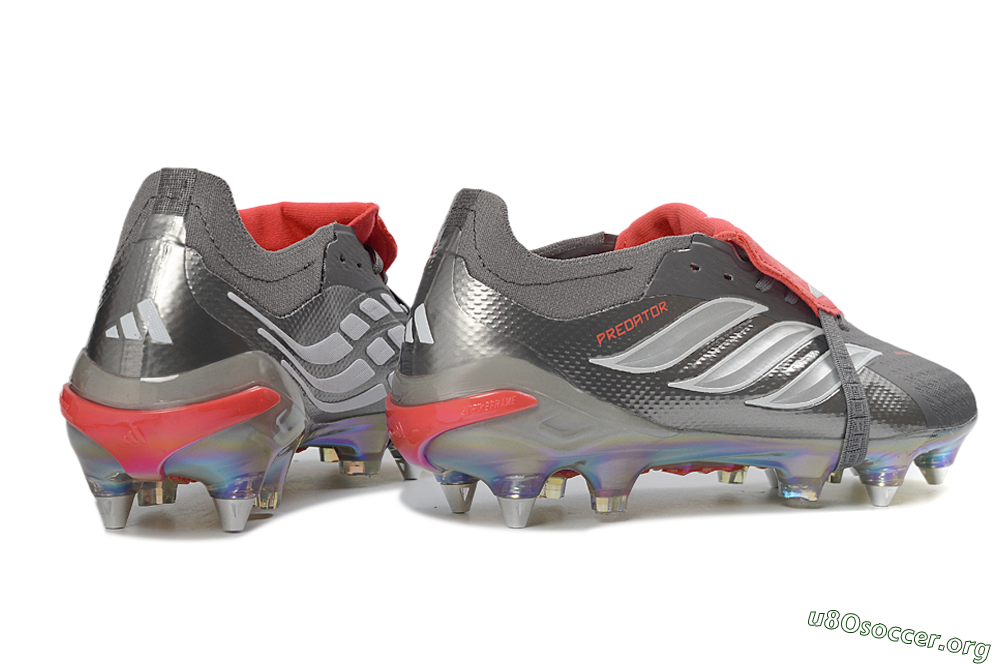 Adidas Predator 26 Elite Fold-Over Tongue SG Football Boots - Gray/Electric Red/Metallic Silver 6