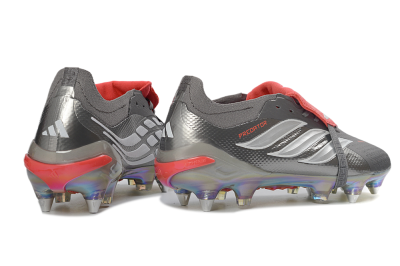 Adidas Predator 26 Elite Fold-Over Tongue SG Football Boots - Gray/Electric Red/Metallic Silver