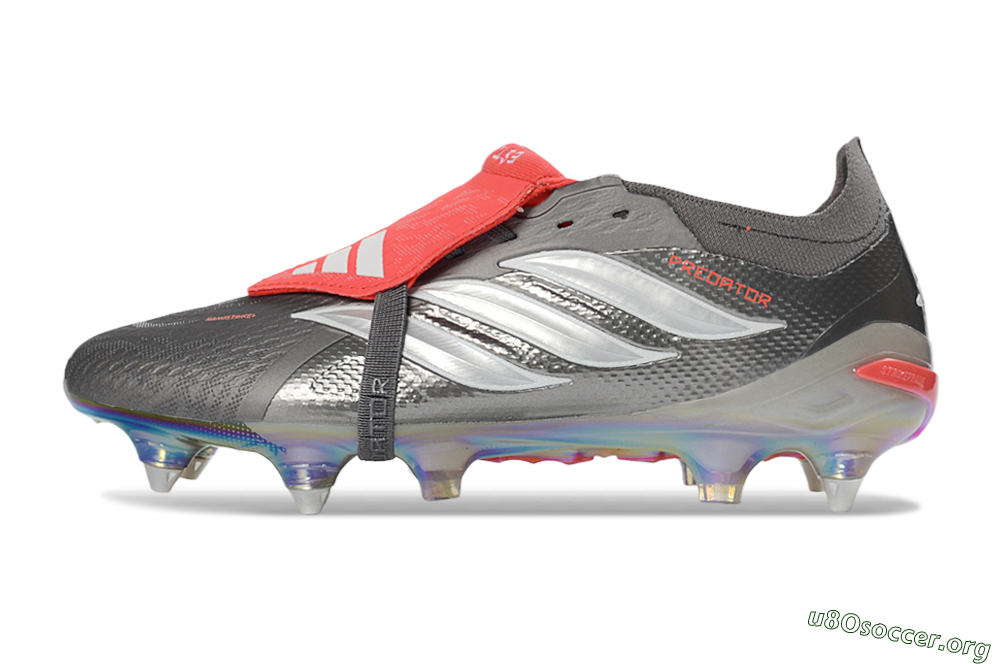 Adidas Predator 26 Elite Fold-Over Tongue SG Football Boots - Gray/Electric Red/Metallic Silver 3