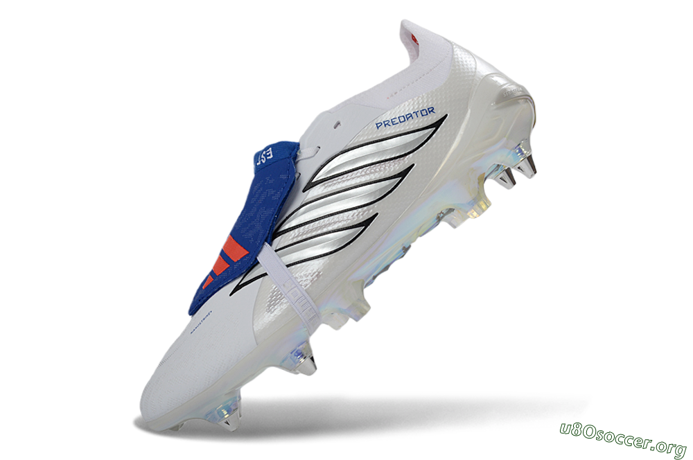 Adidas Predator 26 Elite Fold-Over Tongue SG Football Boots - White/Electric Blue/Iridescent 5