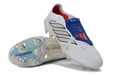 Adidas Predator 26 Elite Fold-Over Tongue SG Football Boots - White/Electric Blue/Iridescent