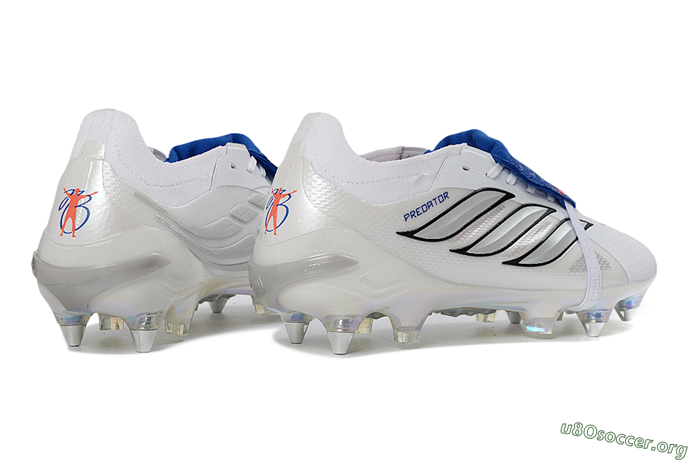 Adidas Predator 26 Elite Fold-Over Tongue SG Football Boots - White/Electric Blue/Iridescent 6