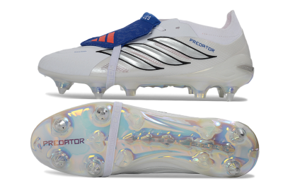 Adidas Predator 26 Elite Fold-Over Tongue SG Football Boots - White/Electric Blue/Iridescent