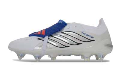 Adidas Predator 26 Elite Fold-Over Tongue SG Football Boots - White/Electric Blue/Iridescent