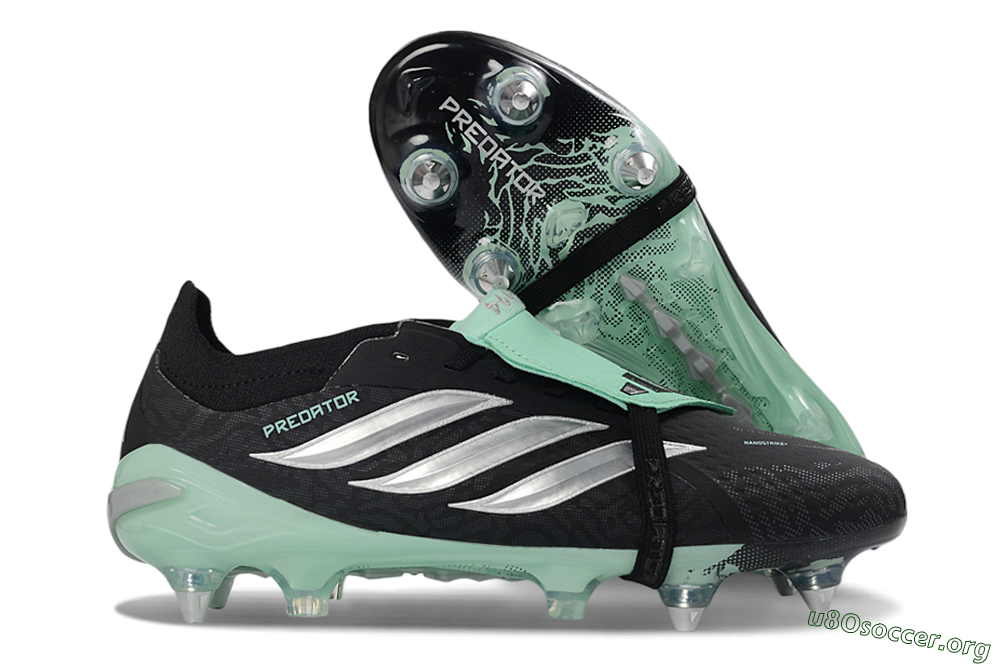 Adidas Predator 26 Elite Fold-Over Tongue SG Football Boots - Black/Mint Green/Silver 2