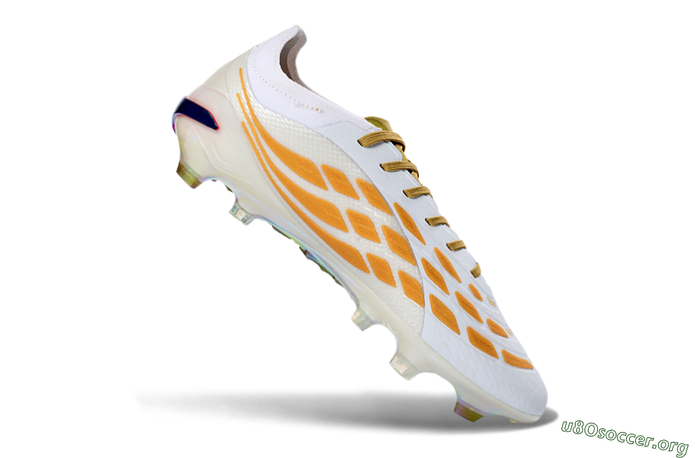 Adidas Predator 26 Elite FG Football Boots - White/Metallic Gold/Iridescent Neon 4