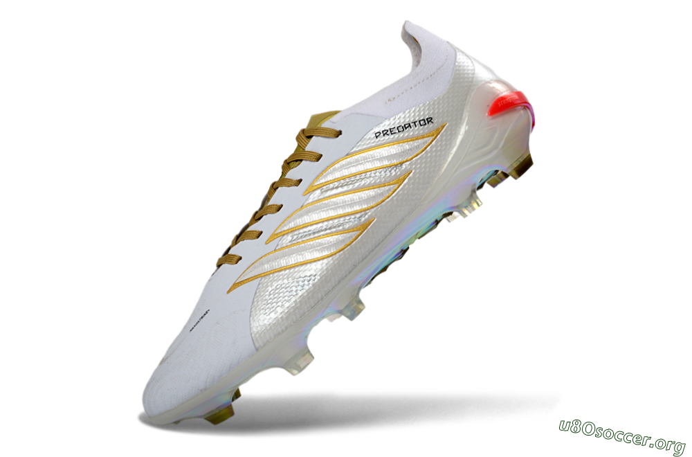 Adidas Predator 26 Elite FG Football Boots - White/Metallic Gold/Iridescent Neon 5