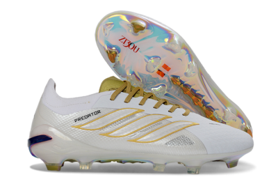 Adidas Predator 26 Elite FG Football Boots - White/Metallic Gold/Iridescent Neon