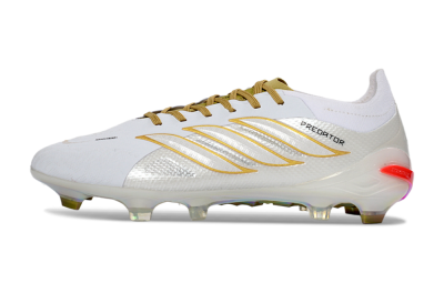 Adidas Predator 26 Elite FG Football Boots - White/Metallic Gold/Iridescent Neon