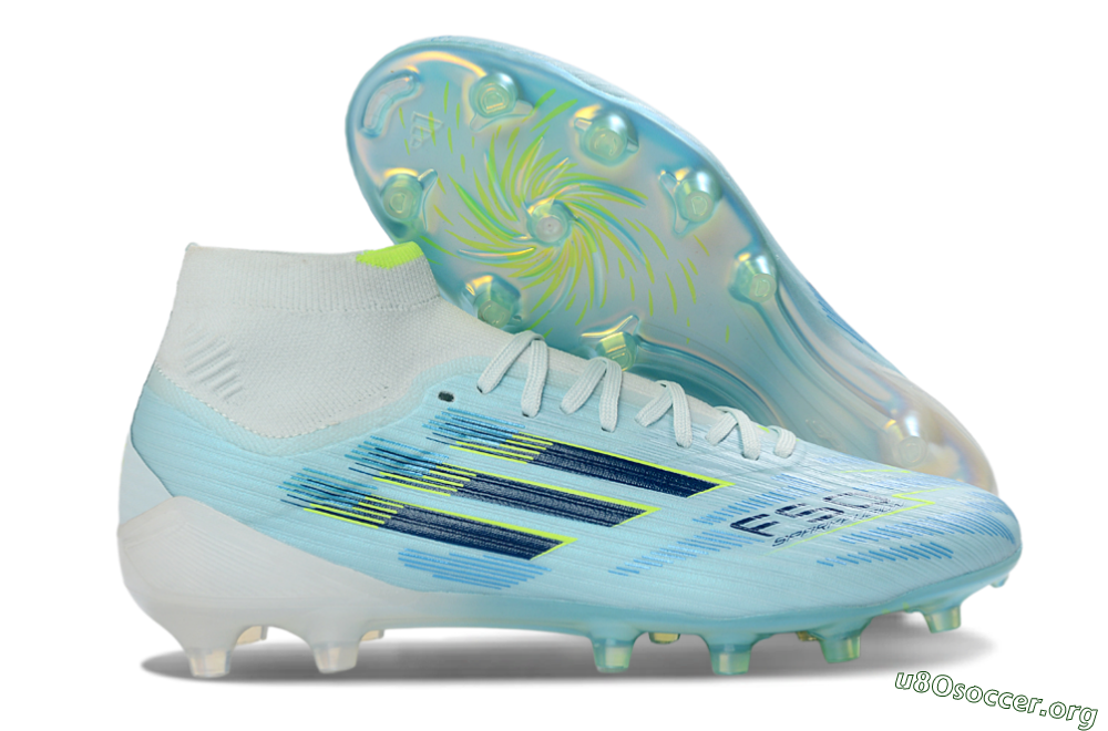 Adidas F50 Elite Mid AG Football Boots - Blue/Electric Blue/Neon Yellow 2