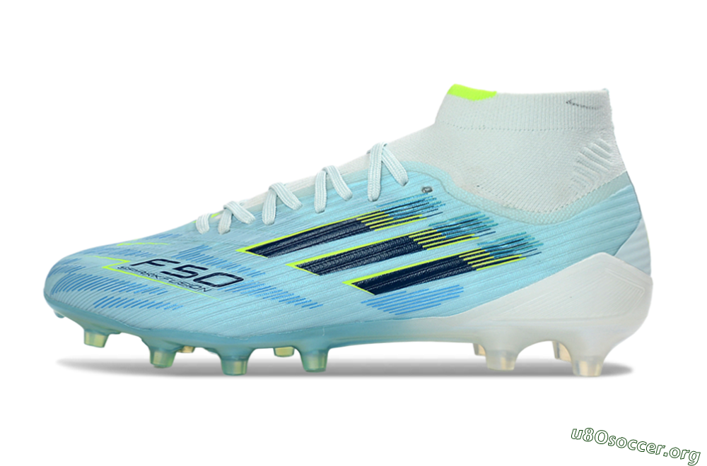 Adidas F50 Elite Mid AG Football Boots - Blue/Electric Blue/Neon Yellow 3