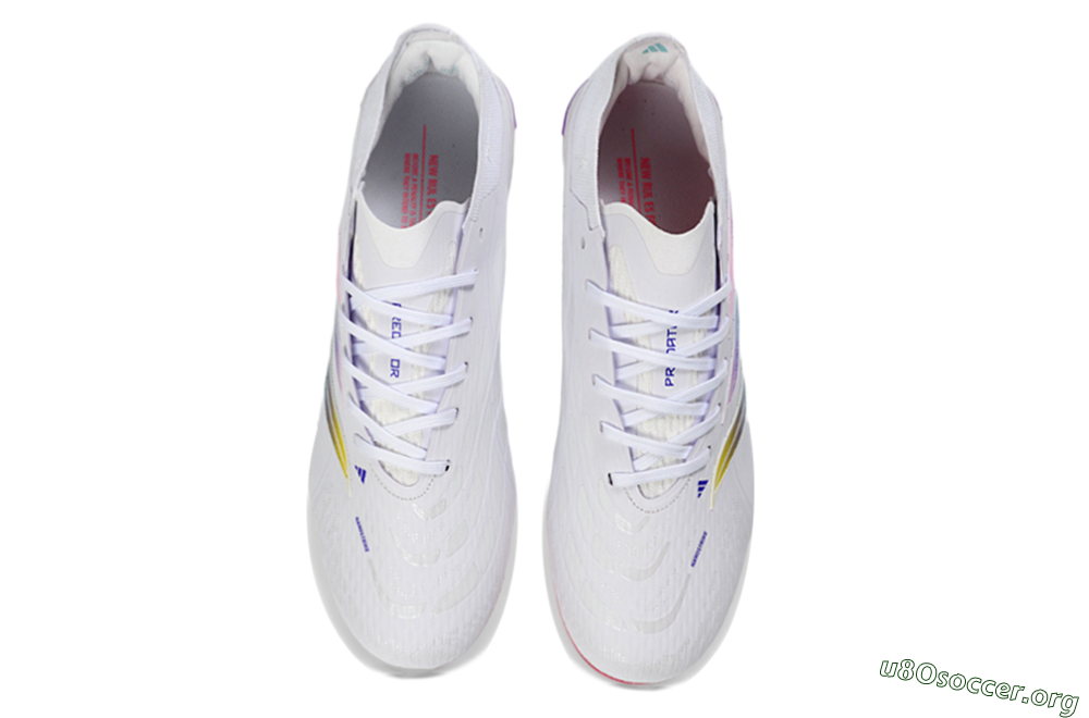 Adidas Predator 26 Elite FG Football Boots - White/Iridescent Pink/Iridescent Blue 4