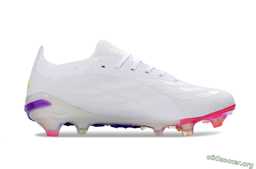 Adidas Predator 26 Elite FG Football Boots - White/Iridescent Pink/Iridescent Blue 7