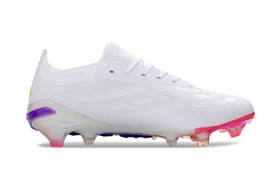 Adidas Predator 26 Elite FG Football Boots - White/Iridescent Pink/Iridescent Blue
