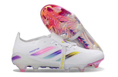 Adidas Predator 26 Elite Fold-Over Tongue FG Football Boots - White/Iridescent Fusion/Neon Bright