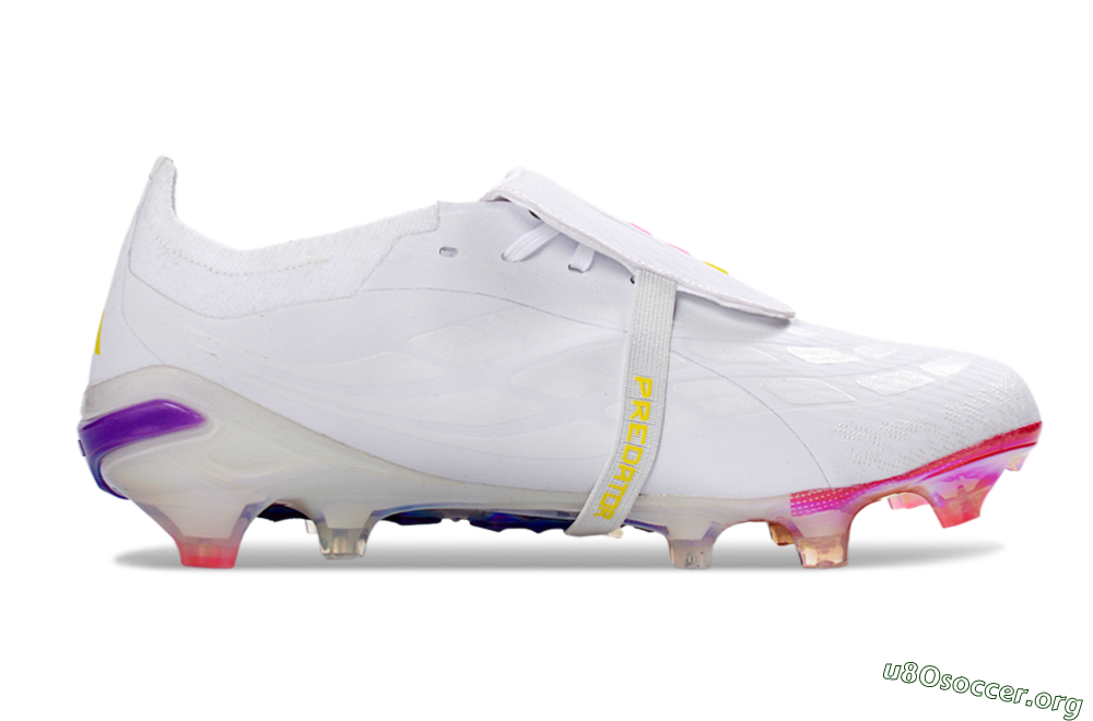 Adidas Predator 26 Elite Fold-Over Tongue FG Football Boots - White/Iridescent Fusion/Neon Bright 7