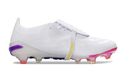 Adidas Predator 26 Elite Fold-Over Tongue FG Football Boots - White/Iridescent Fusion/Neon Bright