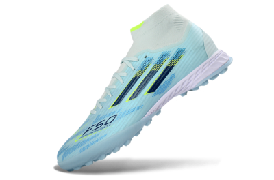 Adidas F50 Elite Mid TF Football Shoes - Blue/Light Blue/Neon Yellow
