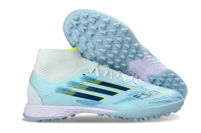 Adidas F50 Elite Mid TF Football Shoes - Blue/Light Blue/Neon Yellow