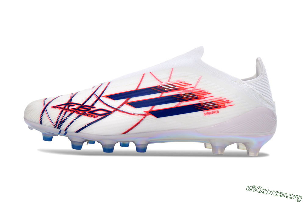 Adidas F50 Elite Laceless FG Football Boots - White/Bright Red/Deep Blue 3