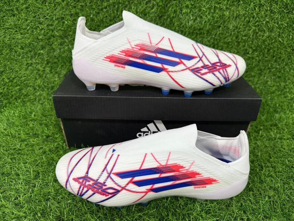 Adidas F50 Elite Laceless FG Football Boots - White/Bright Red/Deep Blue