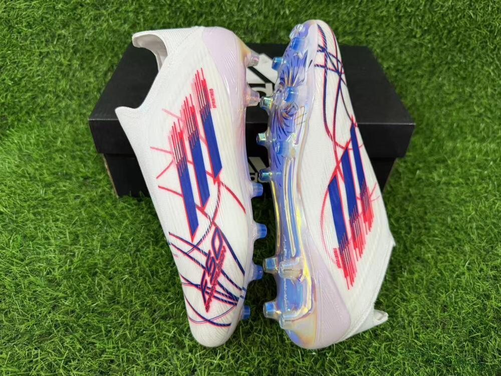 Adidas F50 Elite Laceless FG Football Boots - White/Bright Red/Deep Blue