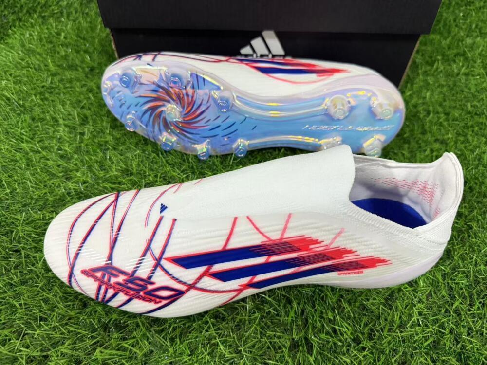 Adidas F50 Elite Laceless FG Football Boots - White/Bright Red/Deep Blue
