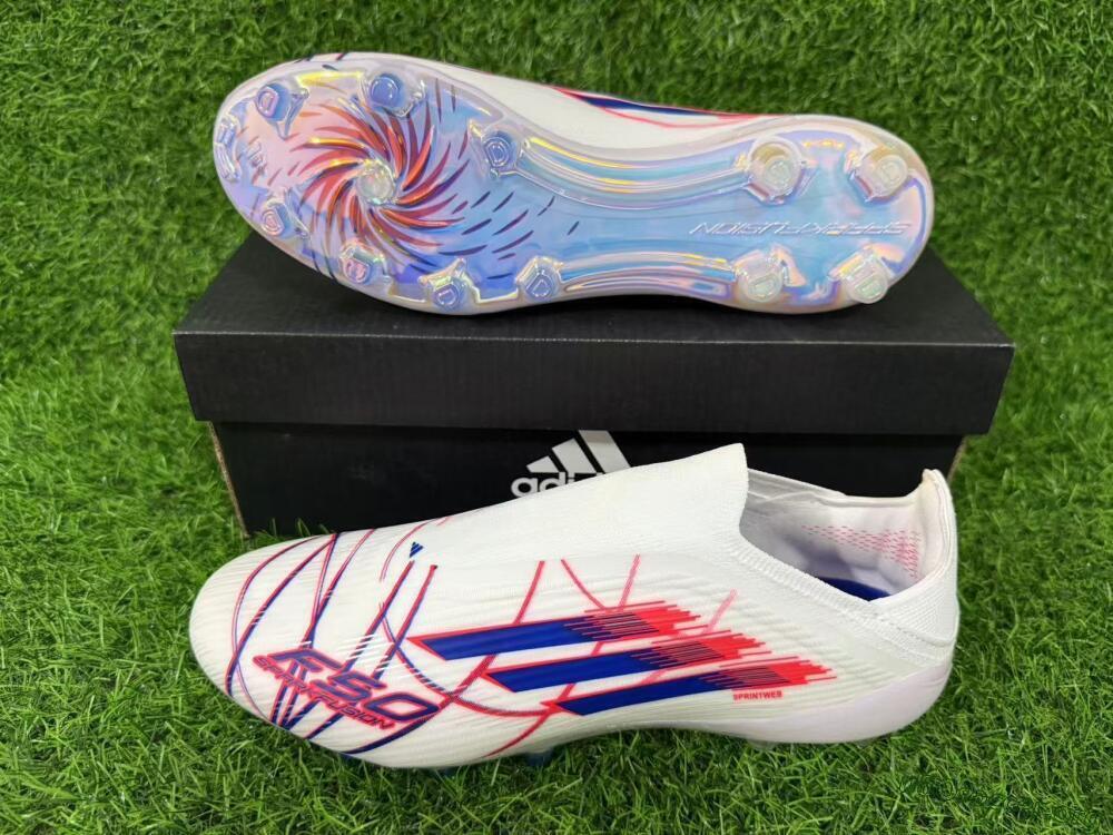 Adidas F50 Elite Laceless FG Football Boots - White/Bright Red/Deep Blue