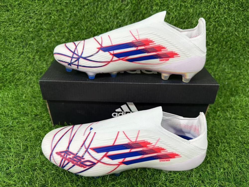 Adidas F50 Elite Laceless FG Football Boots - White/Bright Red/Deep Blue