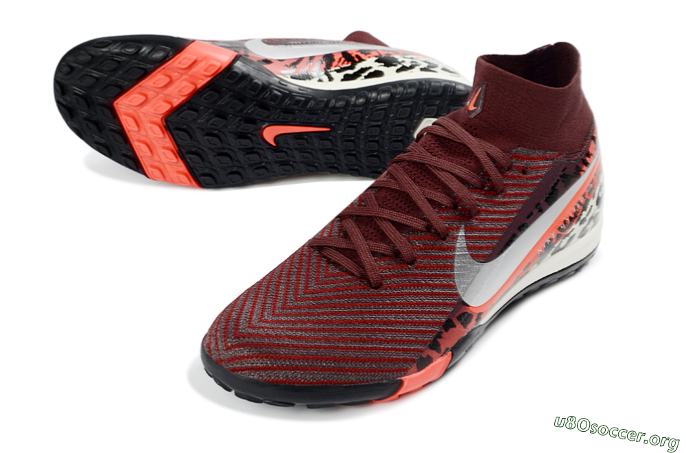 Nike Air Zoom Mercurial Superfly 10 Elite TF Football Shoes - Maroon/Coral Blaze/Deep Black 0