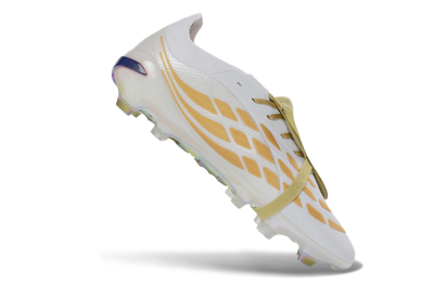Adidas Predator 26 Elite Fold-Over Tongue FG Football Boots - White/Gold Reflective/Light Cream