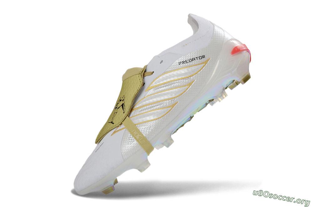 Adidas Predator 26 Elite Fold-Over Tongue FG Football Boots - White/Gold Reflective/Light Cream 5