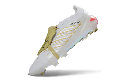 Adidas Predator 26 Elite Fold-Over Tongue FG Football Boots - White/Gold Reflective/Light Cream
