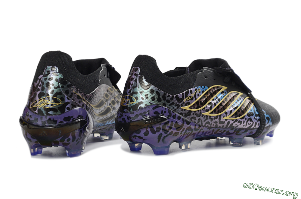 Adidas Predator 26 Elite Fold-Over Tongue FG Football Boots - Black/Electric Blue/Deep Purple 6