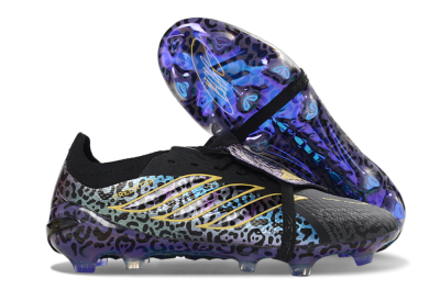 Adidas Predator 26 Elite Fold-Over Tongue FG Football Boots - Black/Electric Blue/Deep Purple