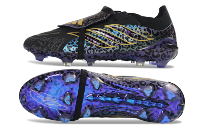 Adidas Predator 26 Elite Fold-Over Tongue FG Football Boots - Black/Electric Blue/Deep Purple