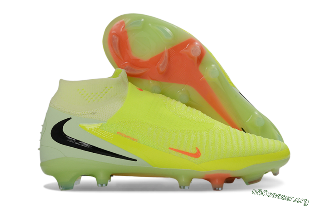 Nike Phantom 6 Elite High FG Football Boots - Yellow/Electric Lime/Coral Red 2