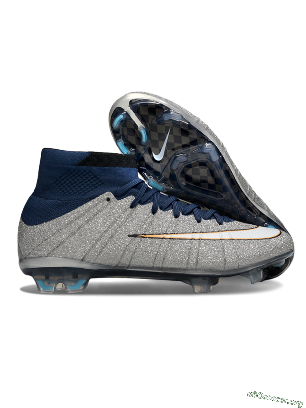Nike Zoom Mercurial Superfly 4 Elite FG Football Boots - Gray/Navy Blue/Metallic Silver 2