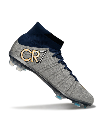 Nike Zoom Mercurial Superfly 4 Elite FG Football Boots - Gray/Navy Blue/Metallic Silver