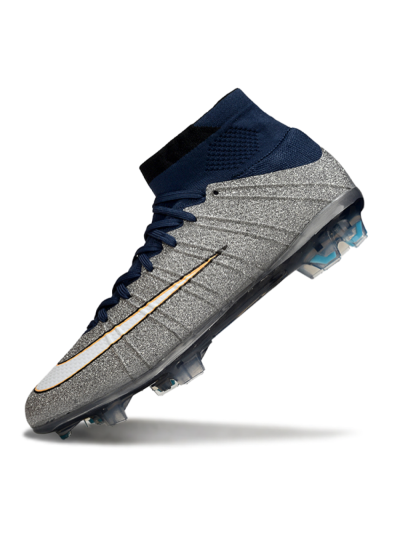 Nike Zoom Mercurial Superfly 4 Elite FG Football Boots - Gray/Navy Blue/Metallic Silver