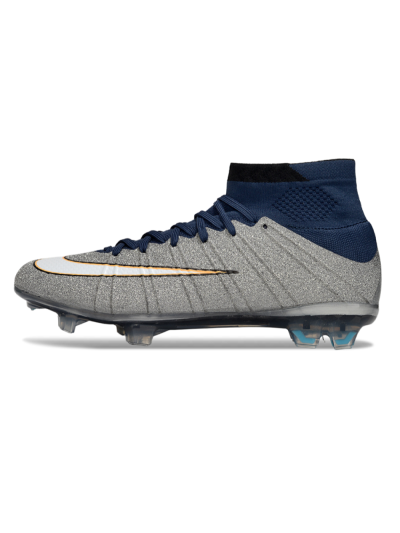 Nike Zoom Mercurial Superfly 4 Elite FG Football Boots - Gray/Navy Blue/Metallic Silver