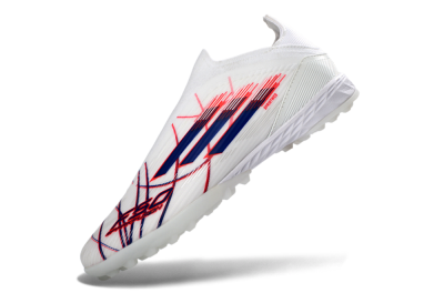 Adidas F50 Elite Laceless TF Football Shoes - White/Electric Red/Navy Blue