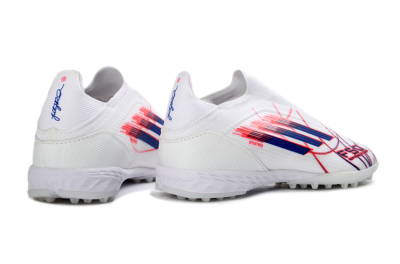 Adidas F50 Elite Laceless TF Football Shoes - White/Electric Red/Navy Blue