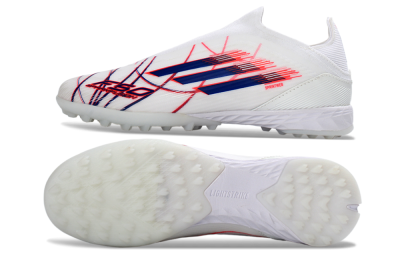 Adidas F50 Elite Laceless TF Football Shoes - White/Electric Red/Navy Blue