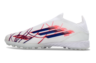 Adidas F50 Elite Laceless TF Football Shoes - White/Electric Red/Navy Blue