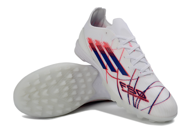 Adidas F50 Pro TF Football Shoes - White/Electric Blue/Crimson Red