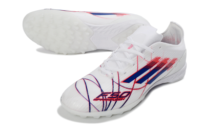 Adidas F50 Pro TF Football Shoes - White/Electric Blue/Crimson Red