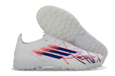 Adidas F50 Pro TF Football Shoes - White/Electric Blue/Crimson Red